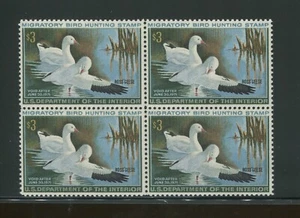 1970 United States Federal Duck Stamp #RW37 Mint Never Hinged F/VF OG Block of 4 - Picture 1 of 2
