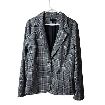 41 Hawthorn Stitch Fix Black White Houndstooth One Button Career Blazer Plus XXL - Image 1 of 4