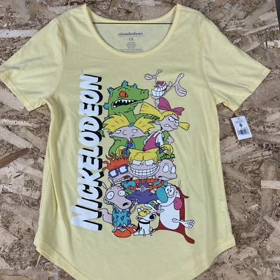 Camiseta Nickelodeon Mujer 1X Amarilla Años Noventa Años 90’s Rugrats Ren And Stimpy Nueva Con Etiquetas Foto 1 de 4
