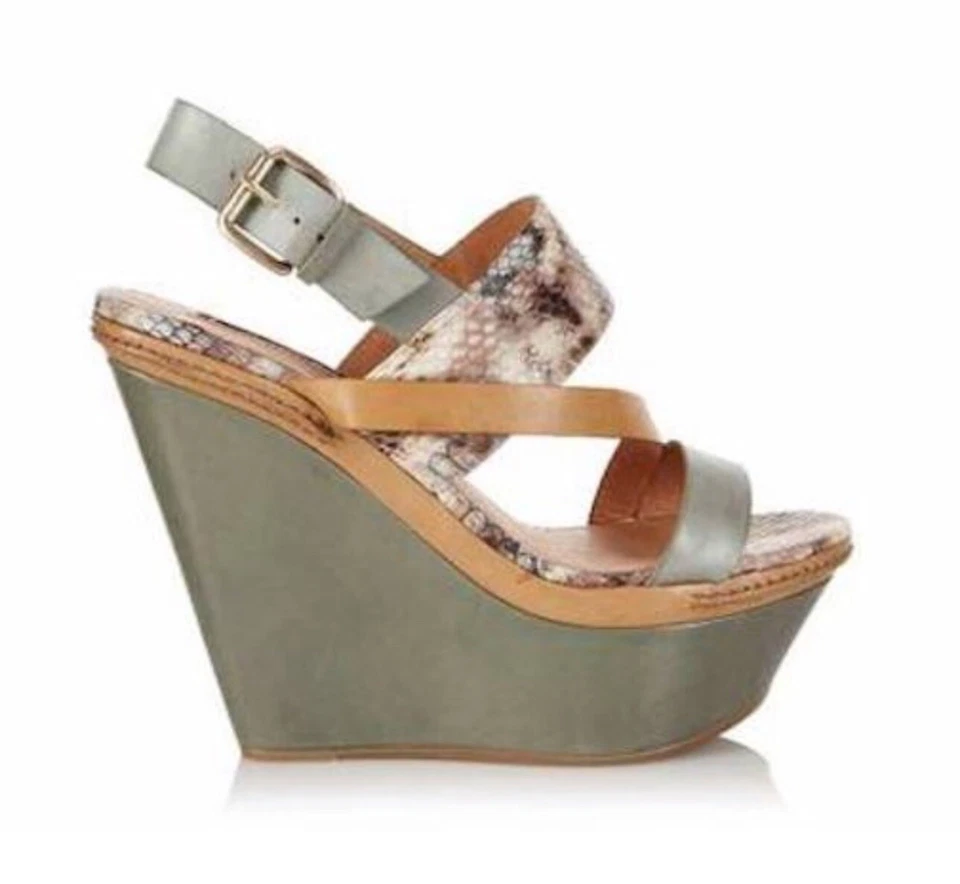 Modernos tacones vintage de plataforma de cuña de cuero VERA, talla 39 Foto 1 de 4