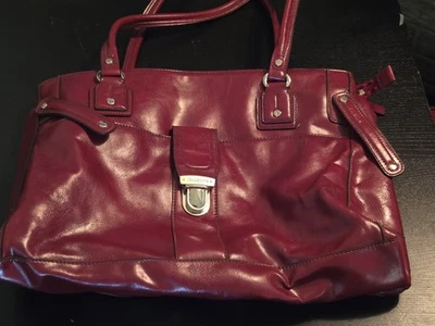 Bolso de hombro vintage Liz Claiborne de cuero borgoña tamaño mediano/grande Foto 1 de 4