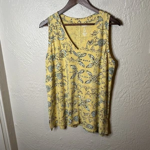 Camiseta sin mangas Sonoma Goods For Life para mujer XXL amarilla azul floral cuello en V elástica - Imagen 1 de 9