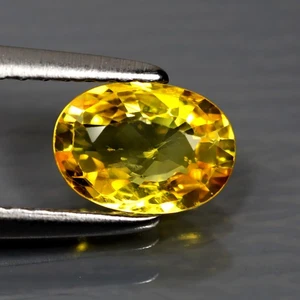 Piedra preciosa de zafiro amarillo natural de Ceilán ovalada de 0,92 quilates (7,03 x 5,04 mm) (sin calefacción) - Imagen 1 de 3