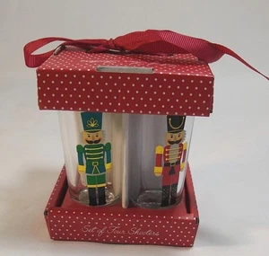 KIRKLANDS HOME Nutcracker Shot Glasses 3" Shooters Christmas Barware NIP 4 Glass - Picture 1 of 10