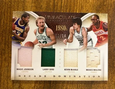 Camiseta deportiva Panini Immaculate Quad 2013 Larry Bird Magic Johnson Malone McHale #10/14 Foto 1 de 4