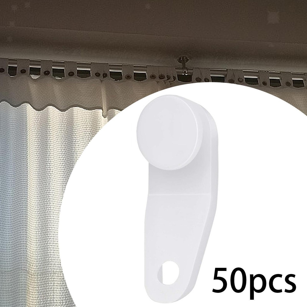 100 Ganci Scorrevoli Per Tende - Plastica Resistente Per Tende Da Letto E Pista, Facili Da Installare - Foto 13