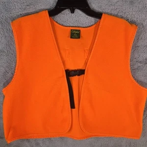 Cabela’s Fleece Orange Hunting Vest - Size Small / Med Adjustable Safety - Picture 1 of 5