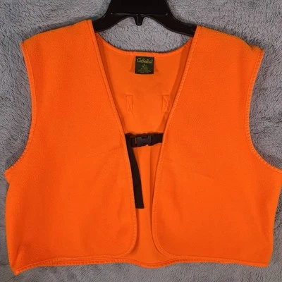 Cabela’s Fleece Orange Hunting Vest - Size Small / Med Adjustable Safety - Image 1 of 4