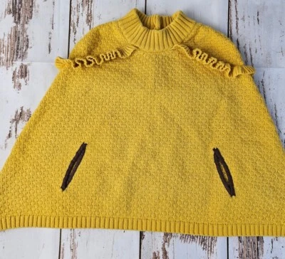 Poncho Janie and Jack Talla 8 Suéter Acanalado Tejido con Cable Amarillo Girasol Otoño 19 Foto 1 de 4