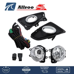 Pair Fog Lamps Lens w/Wiring&Plated ring LH+RH Halogen For 2016-2018 Toyota RAV4 - Picture 1 of 12