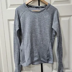 NIKE Running Women's SMALL Dri-FIT Gray Pullover Thermal Sweater w/ Thumb Holes - Picture 1 of 11