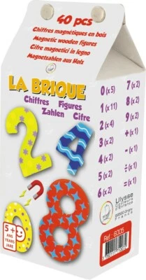 Magnets chiffres en bois 38 pièces colorées pour apprendre le calcul  - Ulysse - Photo 1/4