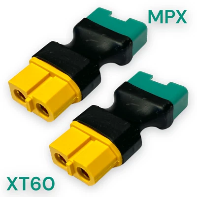 ✅ 2x Stück Adapter XT60 Stecker Female auf MPX Buchse Male Lipo Akku Goldstecker - Bild 1 von 4