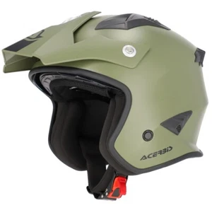 CASCO MOTO ACERBIS JET ARIA 2206 VERDE ARMY VISIERA INTERNA FUME' TG L - Foto 1 di 10