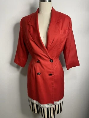 Vintage 90s Gianni Versace Couture Size XS 8 RARE Red Jazz Tuxedo Dress Jacket - Image 1 of 4