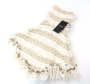 SCOTCH & SODA Ams Couture Women Scarf OS Beige Ecru Striped Knitted Sequins - Picture 1 of 7