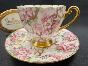 SHELLEY  MAYTIME  CHINTZ  RIPON SHAPE  CUP AND SAUCER  #13369 GOLD TRIM  - Picture 1 of 7