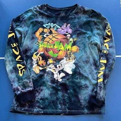 Men’s Medium Y2K Tie Die T-Shirt Looney Tunes Tune Squad Space Jam Colorful - Image 1 of 4