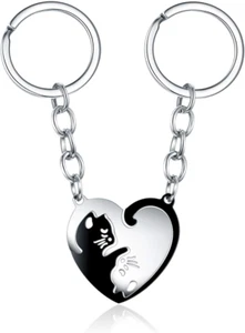 Schlüsselanhänger Paare Liebe Set 2 Stück Puzzle Partner Katze Schlüsselbund Fre - Bild 1 von 7