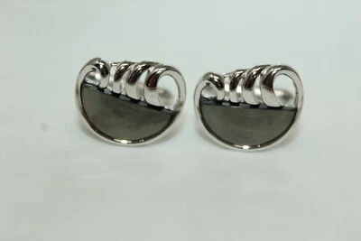 Vintage Silvertone Gray Shell Inlay SWANK Men's Cufflinks - Image 1 of 4