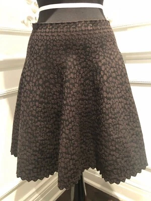 ALAIA Fit & Flare Black/Brown  Animal Print Stretch Knit Skirt Size 42 or Us 10 - Image 1 of 4