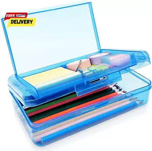 Double Layer Large Capacity Pencil Box,Plastic Translucent Pencil Box,Hard Penci - Picture 1 of 12