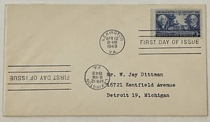 ERROR 1949 FDC US COVER LEXINGTON VA WITH DOUBLED INVERTED CANCEL - Picture 1 of 2