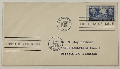 ERROR 1949 FDC US COVER LEXINGTON VA WITH DOUBLED INVERTED CANCEL - Image 1 of 2