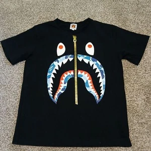 Bape Kids A Bathing Ape Shark Print T-Shirt Boys Size 150 (10 yr) - Picture 1 of 6