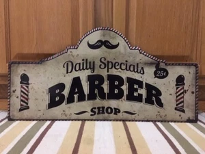 Barber Shop Specials Hair Mustache Cut Shave Nail Beauty Salon Vintage Style - Picture 1 of 5