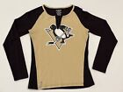 Reebok NHL Pittsburgh Penguins T-shirt femme manches longues petit noir et or