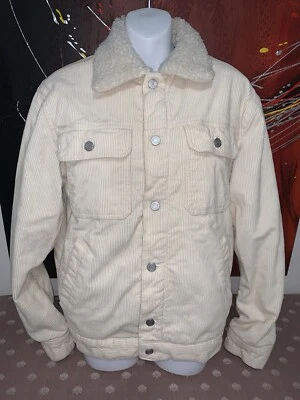 H & M кремовый вельвет шерпа Jean куртка размер M на пуговицах - Изображение 1 из 4