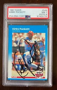 Kirby Puckett Autographed 1987 Fleer #549 PSA 7, In-Person Autograph PSA 8 HOF