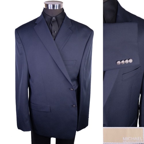 Giacca blazer tuta cappotto MICHAEL KORS blu navy argento bottoni misto lana taglia 50R