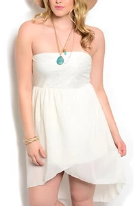 Noble U Ladies Womens Dress Solid Ivory Tulip-Chiffon-Overlay Plus Size XL - Picture 1 of 13
