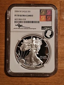 2004-W Silver Eagle NGC PF70 John M. Mercanti Reagan Label - Exceptional Cameo - Picture 1 of 2