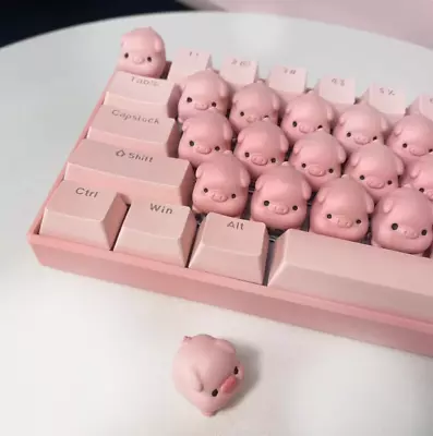 Cute Pink Pig Mechanical Keyboard Pig Keycaps Collection Keyboard Gift  - Image 1 of 4