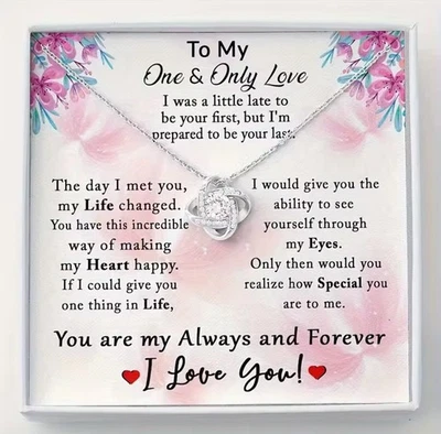 Romantic Love Knot Necklace Gift for Wife Girlfriend Anniversary Jewellery Boxed - Image 1 of 4