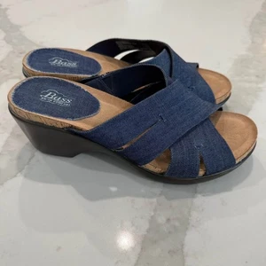 G.H. Sandale compensée à enfiler en denim Bass & Co. MaryAnn pour femme 8,5 m bleu marine classique - Photo 1/8