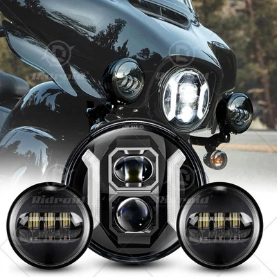Faro LED de 7" para Harley-Davidson Electra Glide Classic + luces de paso de 4,5" Foto 1 de 4