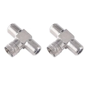 2 Pack Coaxial Cable Connector, TV Splitter 2 in 1 Out F Type RG6 Male to 2 F... - Picture 1 of 4