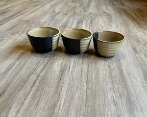 3 Sango Gold Dust Black Ice Cream Bowls 5022 Deep Cereal Soup Fruit 5" Diameter - Picture 1 of 6