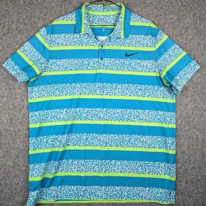 Nike Golf Dri-Fit Poloshirt XL Volt gelb blau weiß Tarnmuster Kragen Herren - gebraucht, in einwandfreiem Zustand - Bild 1 von 6