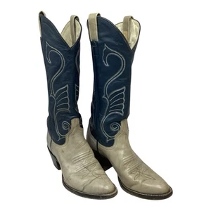 Larry Mahan Westernstiefel Cowgirl Rodeo 8B hellgrau/marine weiches Leder LML6809 - Bild 1 von 13