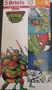 Teenage Mutant Ninja Turtles Cotton Briefs 5 Pair NEW - Boys Size 6 - 2 Packs - Picture 1 of 3