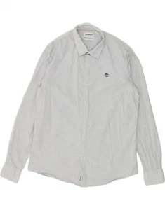 TIMBERLAND Mens Slim Fit Shirt Medium Blue Striped RR12 - Picture 1 of 3