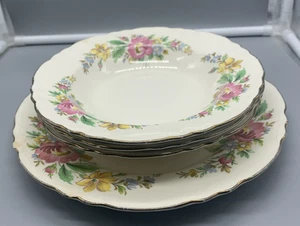 Vintage Lot Of Homer Laughlin Dinnerware (3) Soup/Cereal Bowls, (1) Dinner Plate - Picture 1 of 9