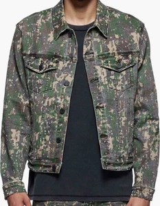 Purple-Brand Militaire Buckshot Camo Trucker Jacket Mens Size Large - Picture 1 of 16