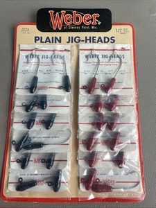 VINTAGE 1960 STORE DISPLAY CARD 1/2 Oz -24 WEBER JIG HEADS NOS Stevens Point WI - Picture 1 of 6