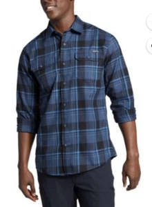 Eddy Bauer dunkelblau & hellblau kariert Flanell Herren Hemd Fronttaschen Gr. XL - Bild 1 von 11